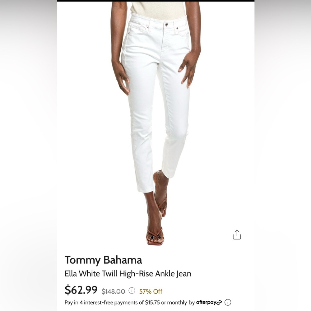 Tommy Bahama Ella White Twill High-Rise Ankle Jeans